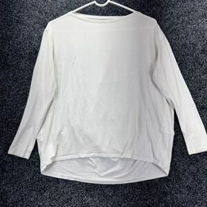 Lululemon Large White Long Sleeve Boat Neck Boxy Relaxed Fit Top Tee Logo White